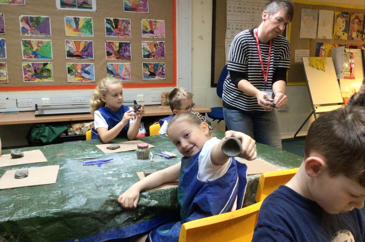 Artist Anna Boland led a clay modelling workshop with Year 3 children at Teignmouth Primary School