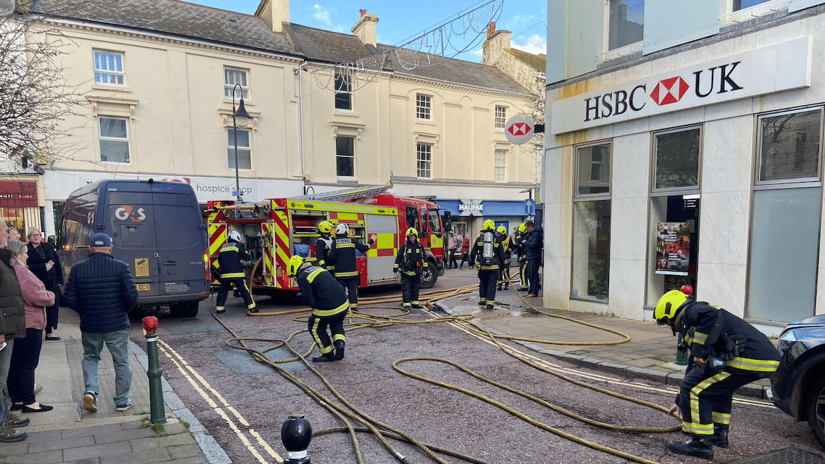 Staff evacuated as firefighters tackle Newton Abbot bank fire