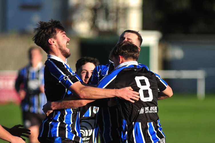 South Devon Football League Premier Division. Match action from Newton Abbot Spurs 2nds versus The Windmill FC. A 2-1 home win at The Rec for Spurs