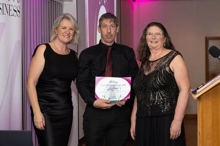 Derek Weeks from Wellbeing In Action won the Supporting Act of the Year at the Devon Women in Business Awards. (Photo: Poppy Jakes)