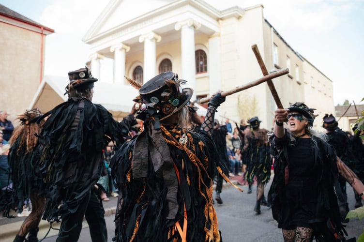 Beltane Border Morris dancing in Ashburton during the  2025 Dartmoor Tors Festival. Photo: Emma Stoner