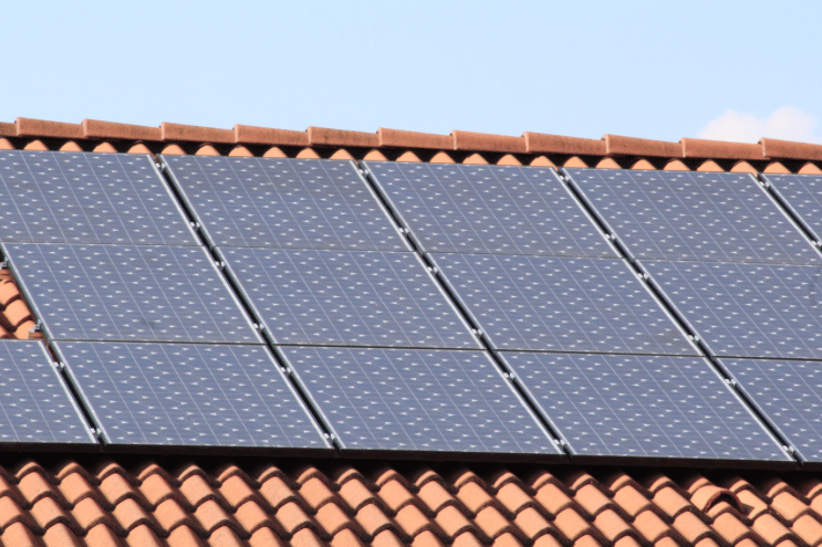 Solar panels stock image