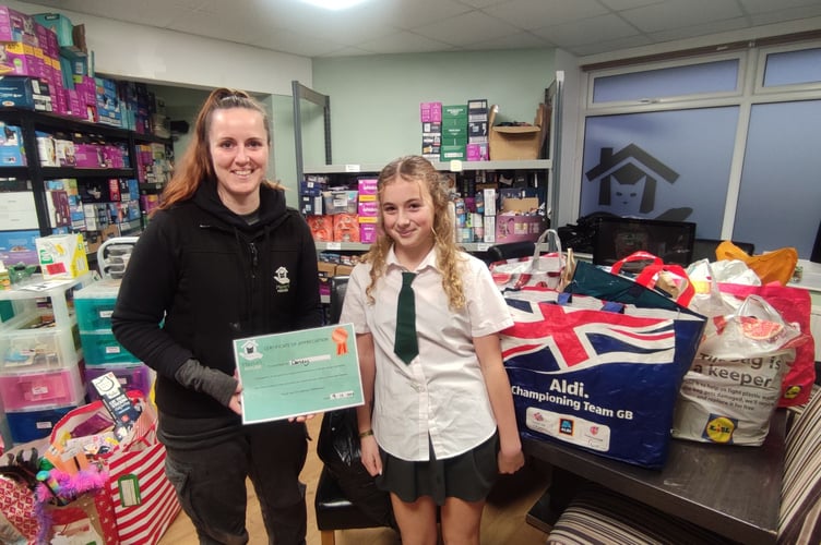 Darcey Fogden was treated to a tour of Hector's House after dropping off donations she had collected for the charity