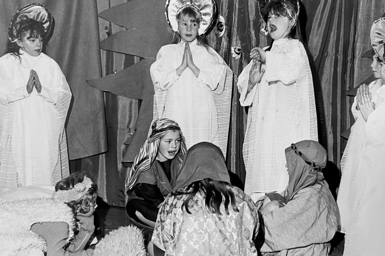 Angels from the realms of glory sing out at Highweek Primary School in December 1984