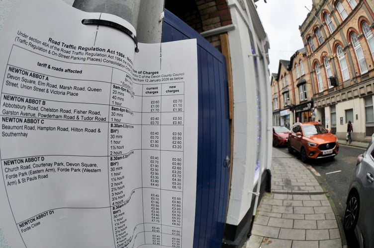 Devon County Council are set to hike up street parking charges in Newton Abbot this January