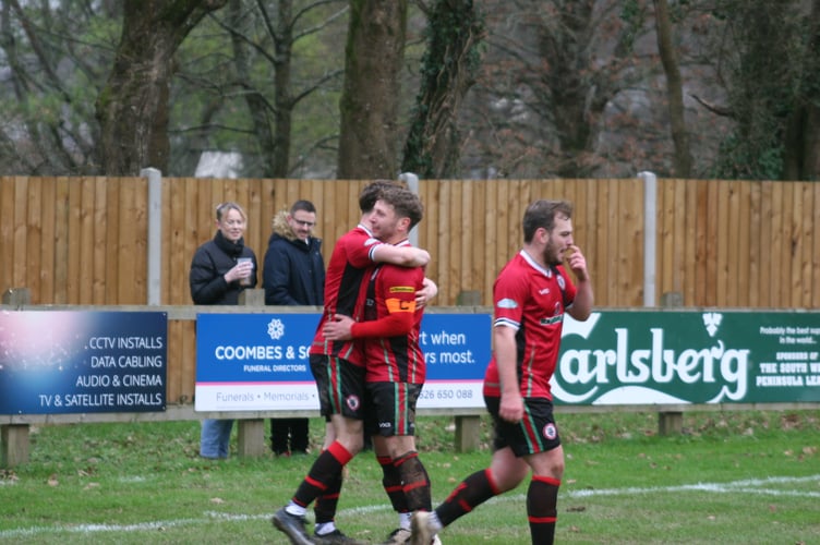 Jack Brimming celebrates doubling the Bovey lead