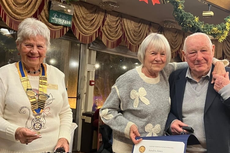 Sandra Jones, with husband Roger, from Kingskerswell Action Group. Photo Rotary Club of Tormohun 