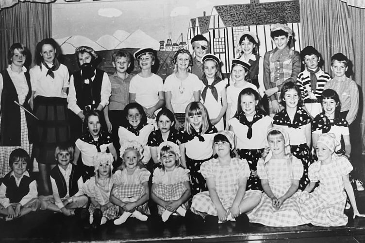 Bishopsteignton Children's Theatre cast members from their panto Robinson Crusoe that was performed in November 1985