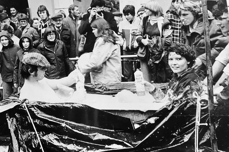 Seale Hayne students take to the streets on Newton Abbot during their Rag Week fun and games in February 1978