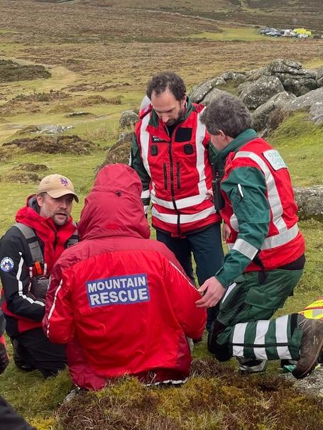 Volunteers from Dartmoor Search and Rescue Ashburton were part of a mult-agency response to a suspected broken leg at Saddle Tor