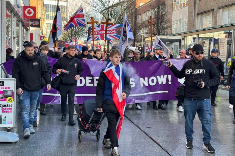 The front of the Britain First/UKIP march.  AQ 2562
