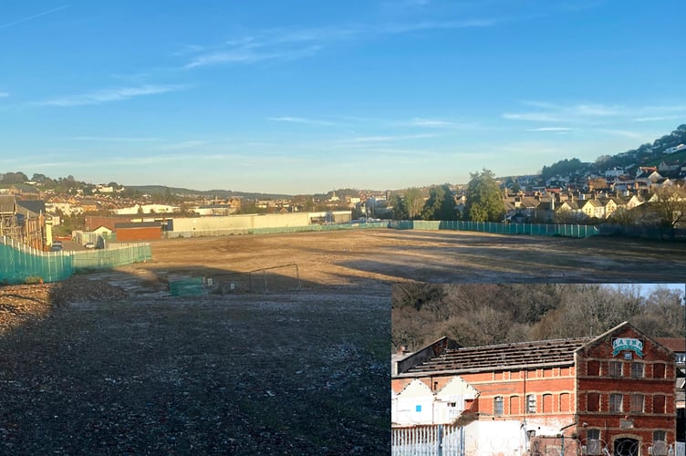 Bradley LAne site in Newton as it is now - and inset - before the demolition