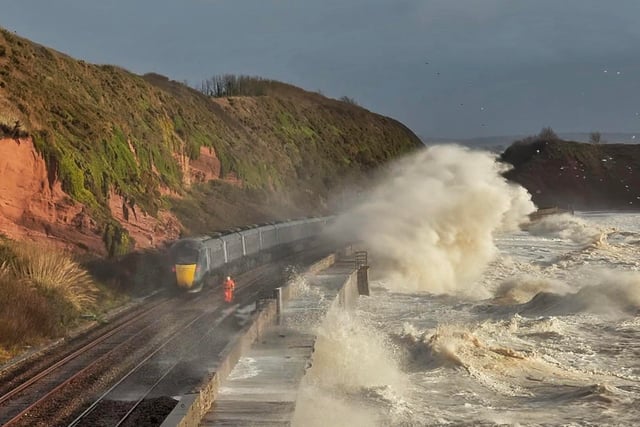 Watch: Waves crash onto railway line at Dawlish 