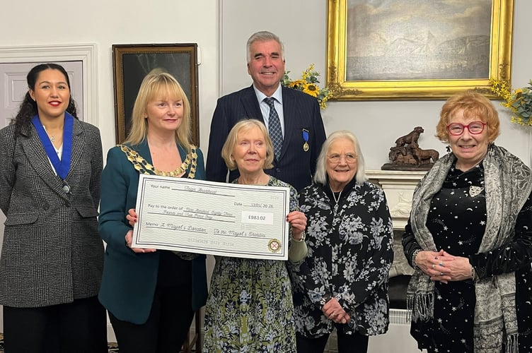 L-R Deputy mayor councillor Lillian Chasteau, mayor councillor Cate Williams, Teign Heartbeat founder Shirley Brokenshaw, councillor Robert Phipps, councillor Jackie Jackson and councillor Joan Atkins