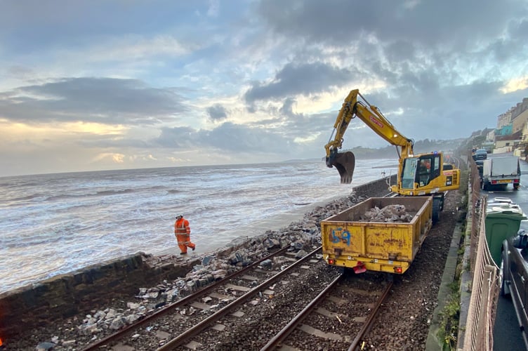 Breached again. Running repairs to open the main rail line at Dawlish today.