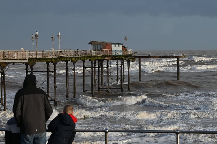 Teignmouth Pier after being battered by Storm Ingrid
