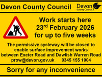 Dawlish cycleway closed for upgrade 