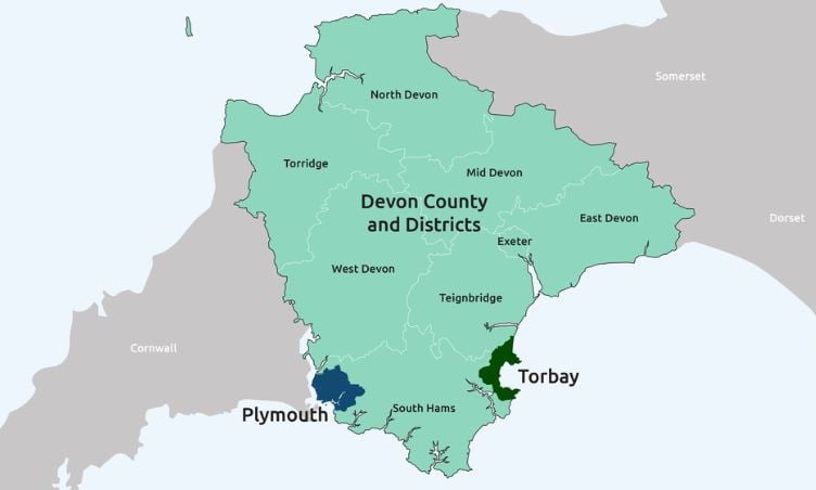 Devon's local government structure as it is now but it will change in the future? Image courtesy: Ministry of Housing, Communities and Local Government