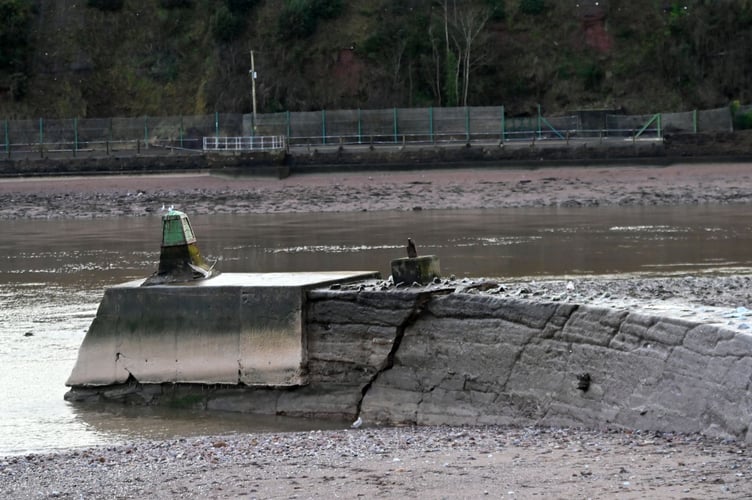 Taking a battering - the breakwater at The Point in Teignmouth