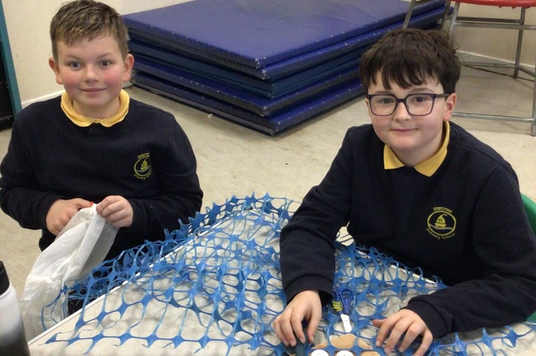 Pupils from Starcross Primary School working with recycled materials. Photo contributed 
