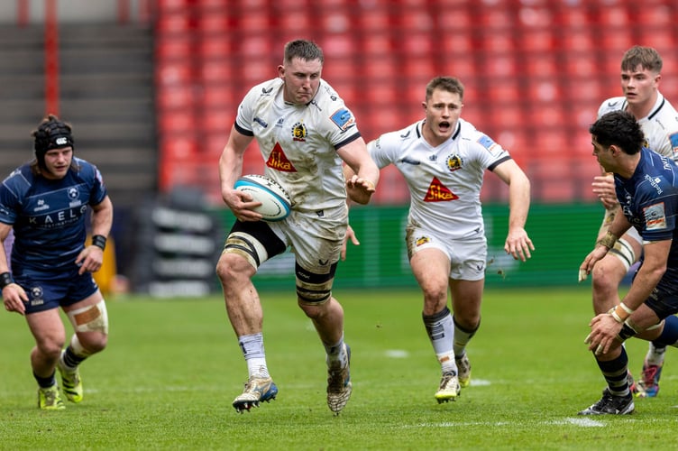 Exeter Chiefs forward Lewis Pearson in Premiership Rugby Cup action against Bristol Bears