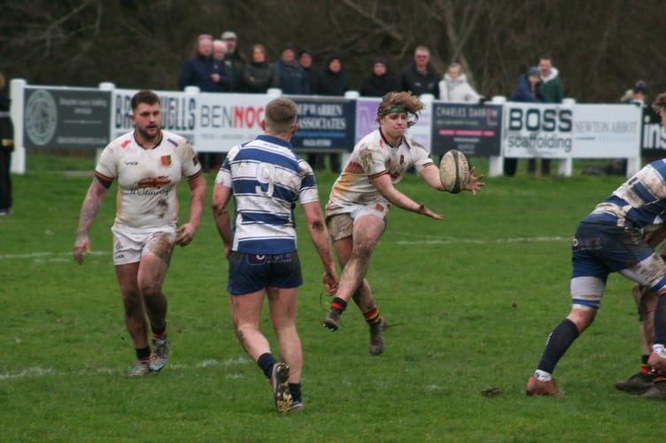 Jed Griffin receives the ball for Newton Abbot
