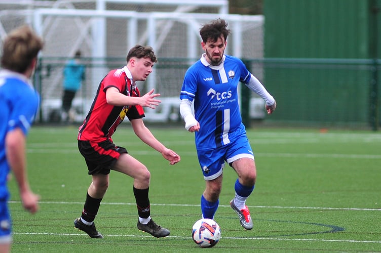 South Devon Football League Division 2. Match action from Paignton Saints 2nds versus East Allington United 2nds. A 4-1 win for Saints over their visitors from the South Hams