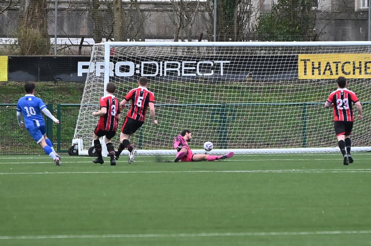 South Devon Football League Division 2. Match action from Paignton Saints 2nds versus East Allington United 2nds. A 4-1 win for Saints over their visitors from the South Hams