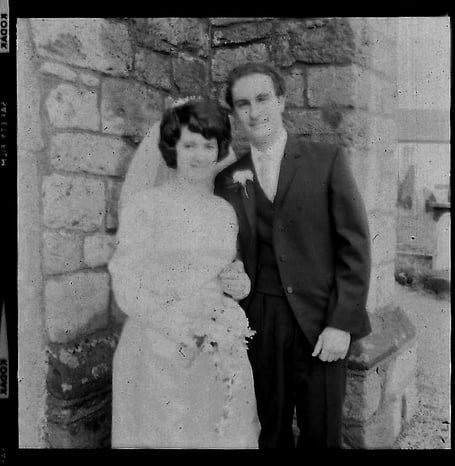Newton Abbot 60th wedding anniversary couple Marian and Colin Dayman pictured on their wedding day