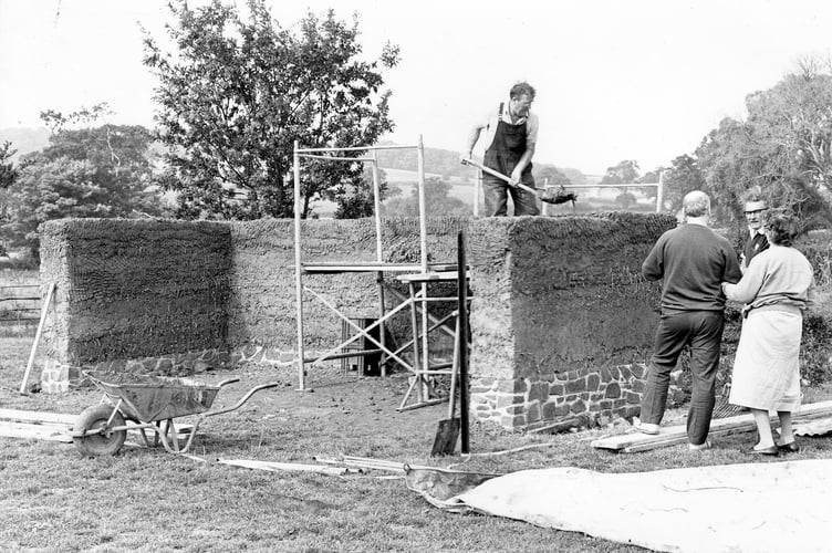 September 1989 and work gets underway constructing the cob shelter at Starcross