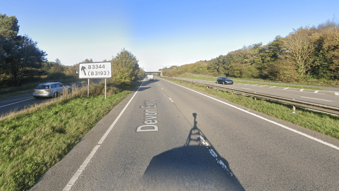 Traffic queuing on A38 after crash near Chudleigh Knighton