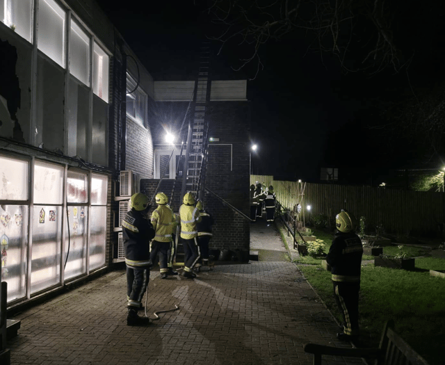 Fire station practice ladder pitches at community centre
