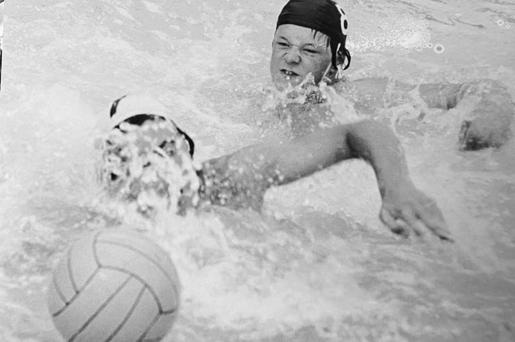 Water polo action from the Teignbridge Sports Council Jubilee Sports Fair as Newton Abbot take on Bideford in September 1977