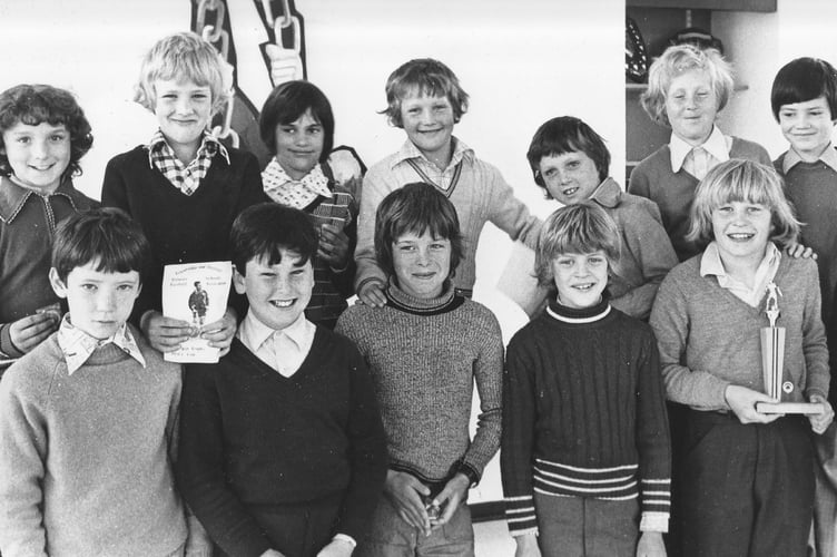 Successful young footballers from Bishopsteignton Primary School pose for the camera in May 1976