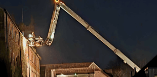 Firefighters practise at Buckfast Abbey for training night