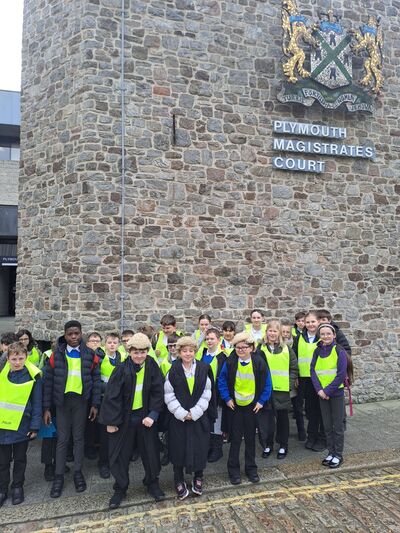 Children from All Saints Marsh C of E Academy took part in a mock trial at Plymouth Magistrates Court. Photo supplied 