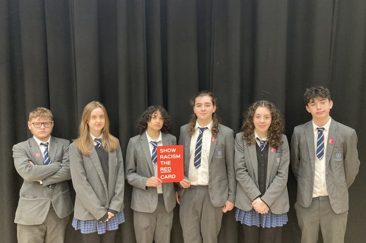 Coombeshead Academy students celebrate success in antti-racism initiaitive. Photo contributed