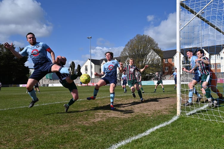 South Devon Football League.  Belli Cup match action from  Newton Abbot 66 1st versus Newton Abbot Spurs 2nds. A 2-0 win for Spurs