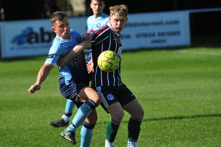 South Devon Football League.  Belli Cup match action from  Newton Abbot 66 1st versus Newton Abbot Spurs 2nds. A 2-0 win for Spurs