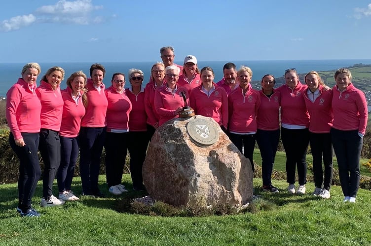 Teignmouth's winning team, caddies & supporters.