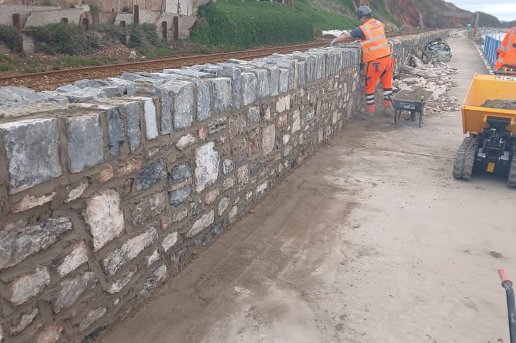 Part of Dawlish sea wall has been repaired. Photo Network Rail