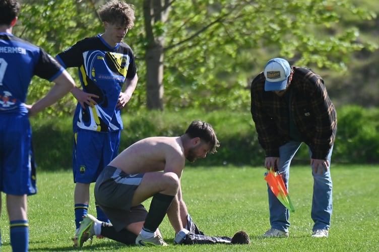South Devon Football League Division 1. Watts Blake Bearne versus Brixham Town, Twelve goals in total from this match with The Claymen taking win 10-2 - despite a hedgehog running on to the pitch in the final 10 minutes