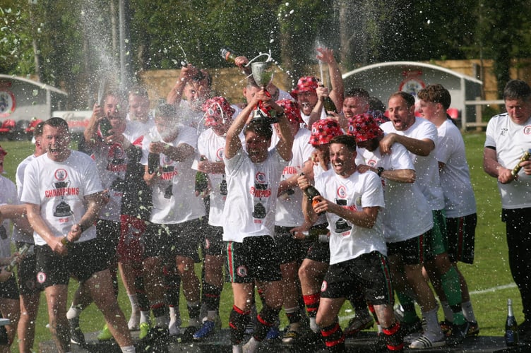 Champagne showers for league winners Bovey Tracey AFC