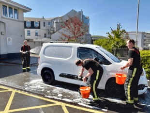 Fire crew's charity car wash success