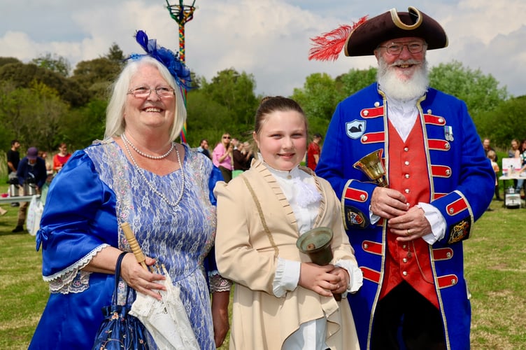 Dawlish's Junior Town Crier Rosie Holmes with Town Crier Bob Graham and (name to come)
