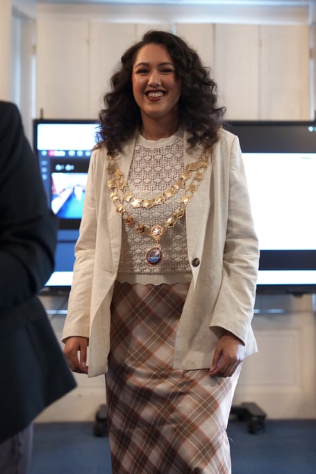 New Teignmouth mayor Lily Chasteau in her chain of office