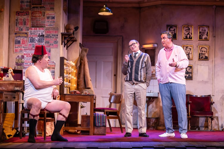 Comedic giants - Damian Williams, Steve Royle and Simon Cartwright as Messrs Cooper, Morecambe and Monkhouse in The Last Laugh  Photo: Pamela Raith