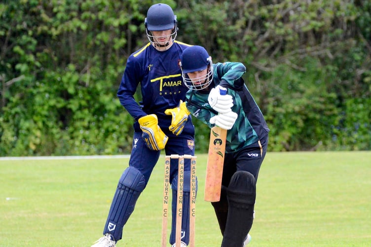 Ashburton's Matt Churchill takes no chances against the Plympton spin attack