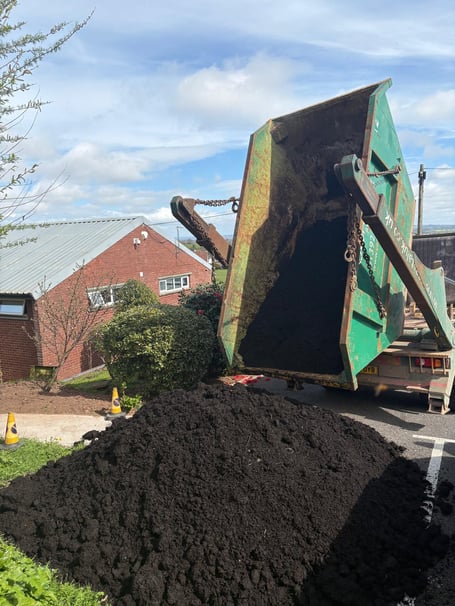 Six tonnes of soil improver donated to the Community Allotment at Exminster. Photo contributed