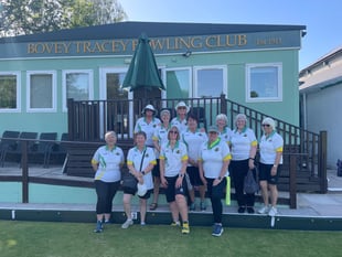 Bovey Tracey bowlers in full flow